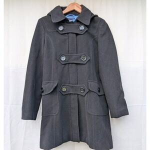 Tommy Hilfiger Womens Wool Blend Pea‎ Coat Sz 10 Black Classic Y2K Preppy